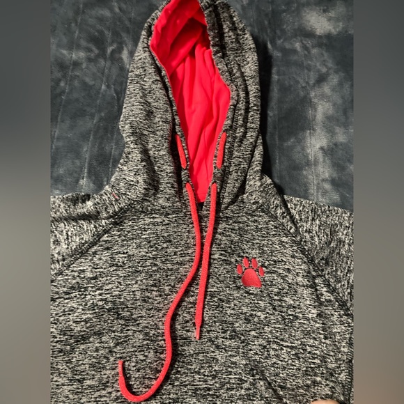 J. America Ladies' Cosmic Poly Contrast Hooded Pullover Sweatshirt Gray Sz M - Picture 7 of 9